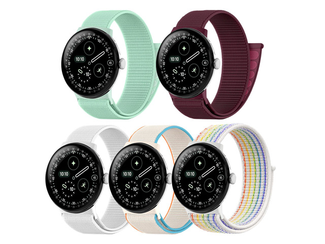 Nylon Loop Sport Bands for Google Pixel Watch 4/3 Band 45mm, 5 pack Soft Breathable Braided Replacement Straps for Women Men