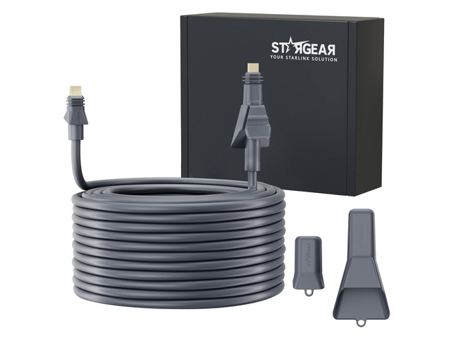 32.8FT Starlink Cable Flat High Performance Cable, 22AWG Starlink Accessories Replacement FHP Power Cord Waterproof with End Caps