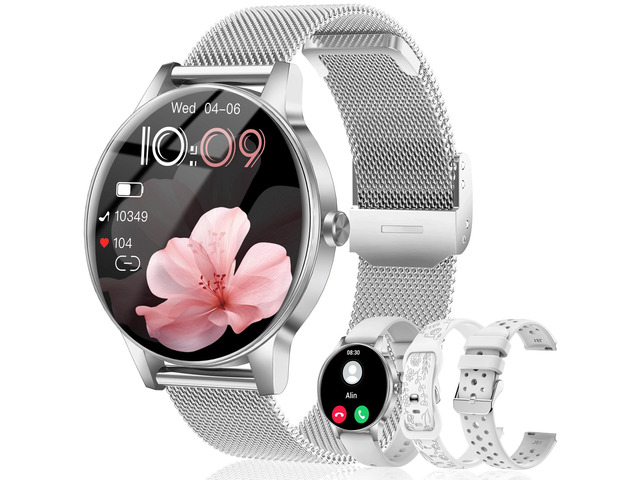 Smart Watches for Women, 1.27'' TFT Fitness Watch With Bluetooth Answer/Make Call,24H Heart Rate/SpO2/Sleep Monitor/Menstrual Cycle/120+ Sports...