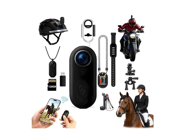 4K Equestrian POV Camera,Magnetic Hands-Free Necklace Camera,Waterproof Wearable Thumb Cameras with WiFi App,Helmet Cam for Bike/Motorbike and...