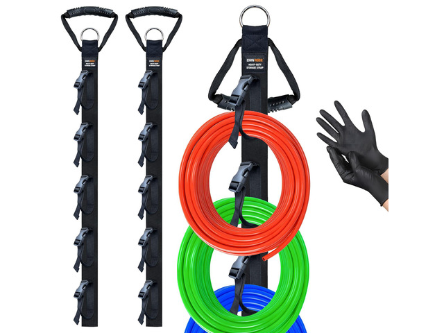 Extension Cord Organizer 2 Pack, Cord Storage Organizer with 5 Slots Garage Garden Storage Straps, All in One Hanger Straps for Cable, Hose,...