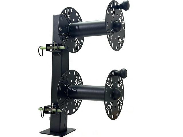 Heavy Duty Double Welding Cable Lead Reel, 10' Lockable FR4 Fiberglass Rod, 10° Tilting Fixed Base, Carbon Steel Construction, Holds 150FT 1/0 &...