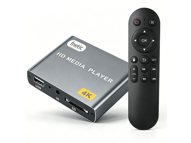 4K@30Hz HD Digital Media Player with USB/TF Card Slot for TV Projector Support Digital Signage, H.265 HEVC MP4 MKV MP3 Photos PPT, HDMI & AV...