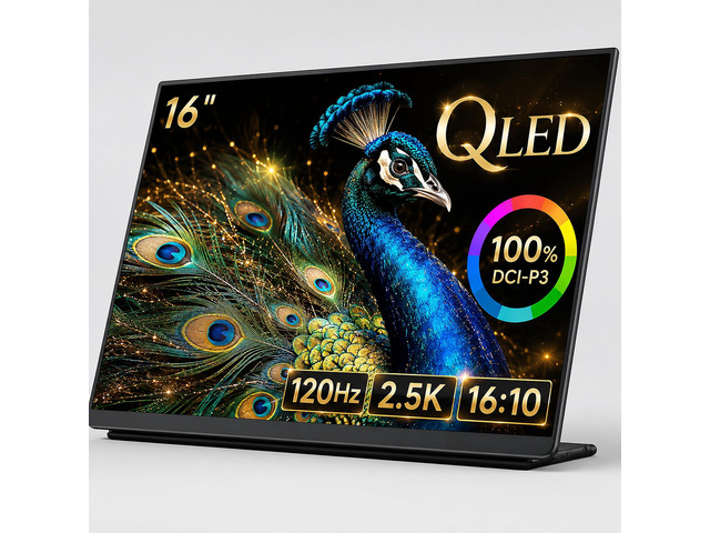 Q5 16' 2.5K 120Hz Portable Monitor, QLED 100% DCI-P3 Hummingbird Anti-Glare Screen, Ultra-Slim Aluminum, Mac-Compatible for MacBook Pro/Air, iPad,...
