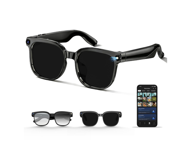 AI Smart Glasses with Camera, 1080P Video Recording & 8MP Photos, Open-Ear Audio, Real-Time Translation, Voice Assistant, Bluetooth 5.4 for Travel,...