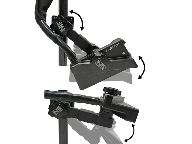 0 Degree Dual Mount for Garmin Livescope LVS34 Plus, Forward Down and Perspective Mode, Aluminum, Black, Gimbal Mount