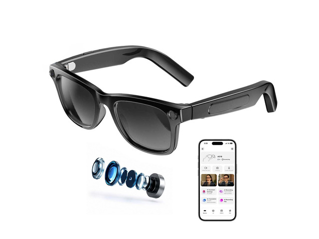 AI Smart Glasses with Camera,8MP Photo Camera Sunglasses,1080P Video Recording Glasses with Dual Mic Noise Cancellation,Bluetooth,Real-Time...