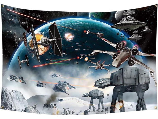 4x6FT Outer Space Galaxy Wars Kids Birthday Decorations Banner Tapestry Photo Backgrounds Party Supplies Black Stars Science Fiction Polyester...