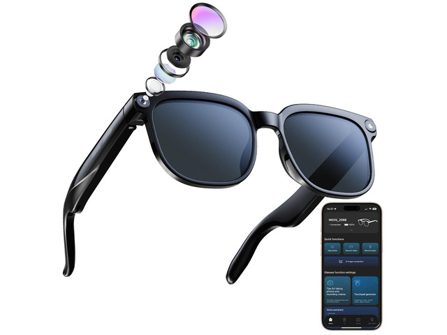 Smart Glasses with Camera, Bluetooth Music & Call, 800W HD Camera Glasses, 1080P Video Recording, Built-in ChatGPT Voice Assistant Control for Men...
