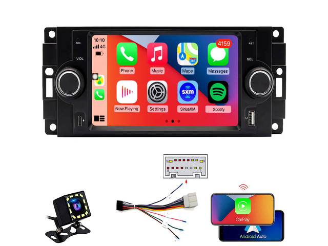 QLED Screen Radio for Dodge Ram 1500/2500/3500 2006 2007 2008,Chrysler 300 /300C 2005 2006 2007,Jeep Grand Cherokee 2005 2006 2007,CarPlay Android...