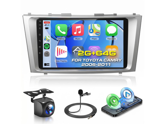 5GHz-WiFi 2G+64G Car Radio for Toyota Camry 2006 2007 2008 2009 2010 2011 with Wireless CarPlay Android Auto, 9 Inch Touch Screen Android 15 Car...