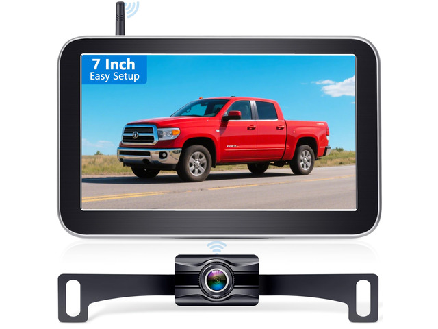 1080P HD Wireless Backup Camera 7 Inch: Clear Real-Time Rear View for Towing Campers, Trailers and 5th Wheels - Auto Night Vision, 12-Mins Easy...