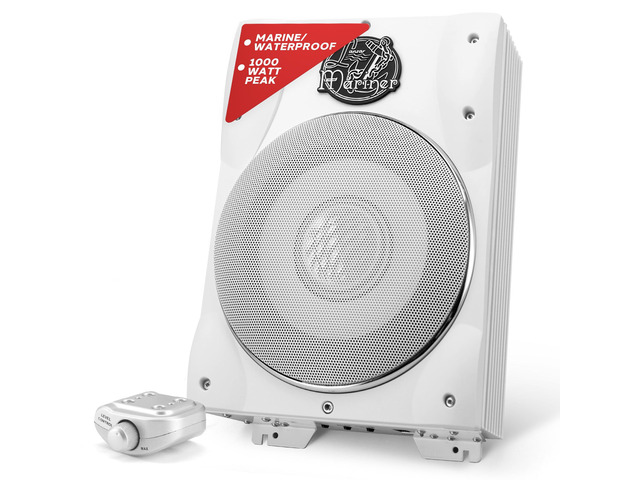 8' Subwoofer, 1000W Low-Profile Marine Waterproof Car Subwoofer with Built-in Amplifier, Adjustable Bass Boost, Remote Level Control, RCA Input,...