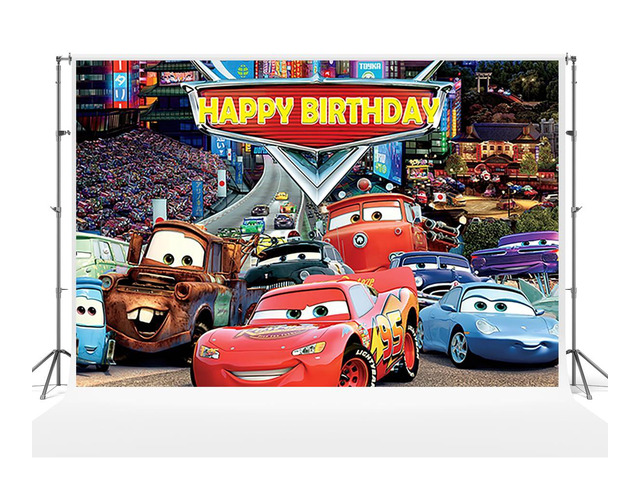 59x38in Car Backdrop for Birthday Party Lightning McQueen Banner Party Supplies Decorations