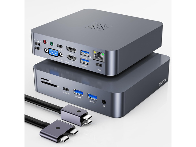 18-in-2 MacBook Docking Station Dual 4K Monitor for M1-M5 Pro/Max, USB C Docking Station with 100W Power Delivery, MacBook Dock with 2 HDMI, VGA, 6...