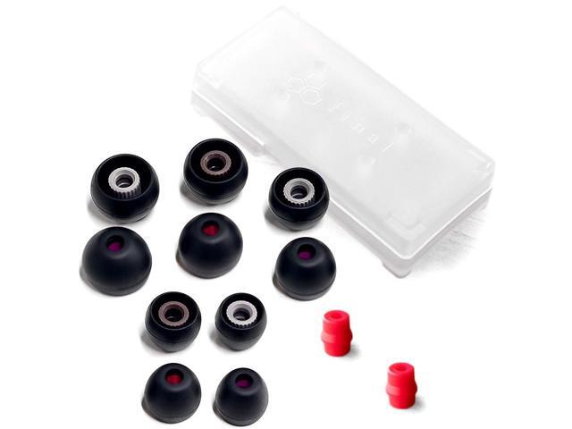 Audio Black+Black/Red Silicone Type E Eartips kit with Case and Nozzle Adaptor Compatible With 1More, AKG, Audio-Technica, Beats by Dre, Campfire... Audio Black+Black/Red Silicone Type E Eartips kit with Case and Nozzle Adaptor Compatible With 1More, AKG, Audio-Technica, Beats by Dre, Campfire...