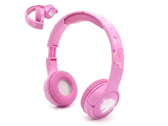 Kids Safe Wireless Light Up Headphones, Foldable Tangle-Free 3.5mm Jack, Volume Limiting 85/94dB, Over-Ear with Microphone for...