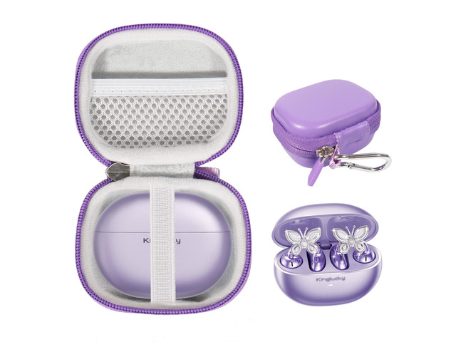 Case for King Lucky Jewelry-Inspired Clip-On Earbuds with Butterfly Earrings, Clip-on Earbuds Jewelry Wireless Bluetooth 5.4 Comfortable Open Ear...