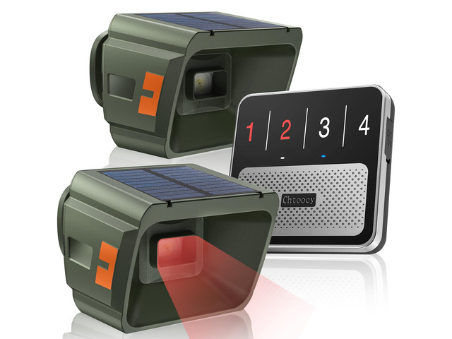 Solar Driveway Alarm - 1/2 Mile Long Range Wireless Driveway Alarm Weatherproof & rechargeable driveway sensor with 3 sensitivity levels, set...