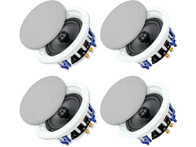 6.5 inch 640 Watts Ceiling Speakers 2 Way Flush Mount Passive for Office,Kitchen,Living Room(4 Speakers)