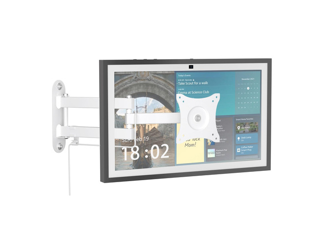 Wall Mount Compatible with Echo Show 15/21, Extends 17' from Wall 360° Rotation for Landscape or Portrait, Tilts Up and Down, Swivels Side to...