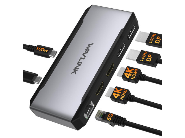 USB C Docking Station Dual HDMI, 4 Monitor Docking Station with Dual DP, Dual HDMI, 100W PD in, 5G Ethernet Port for Dell/HP/Lenovo etc, Windows...