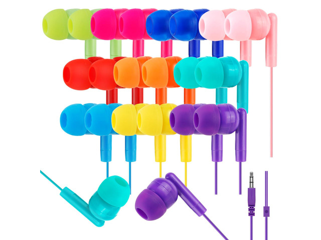 Bulk Kids Earbuds for Classroom 60 Pack,Student Wired Earphones Earphones for School Library Computers Chromebook Laptop PC