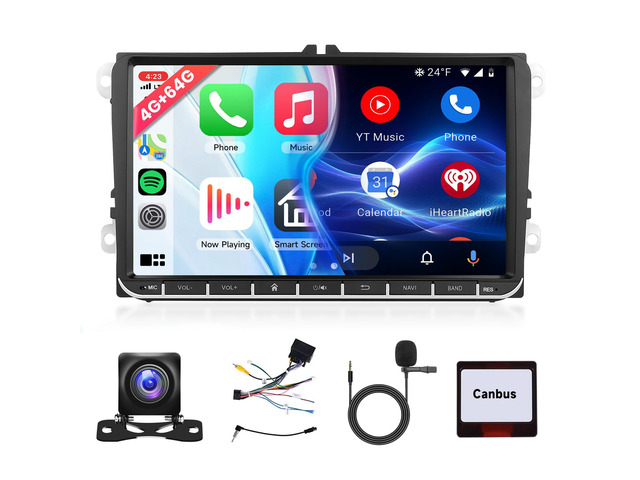 4G 64G Android Car Stereo for VW Passat Jetta Tiguan Golf MK5 MK6 T5 EOS Polo Touran Seat Sharan Carplay Android Auto Radio, 9'' Touchscreen...
