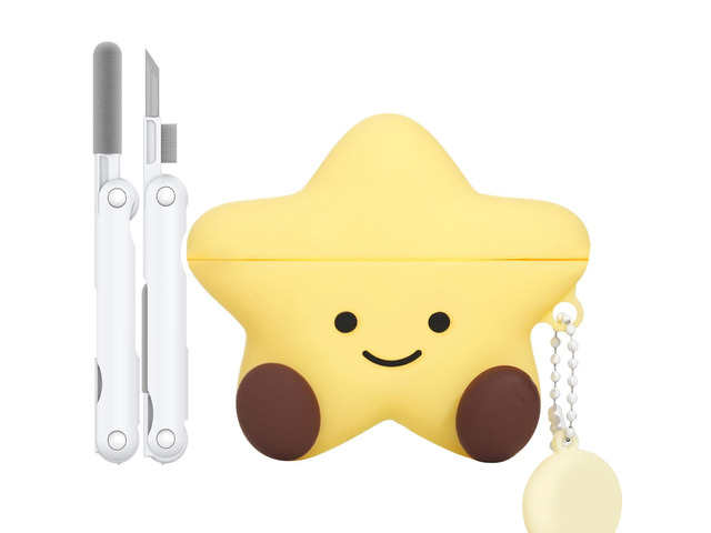 for AirPods 4 Case 2024,Star Shape Silicone Case-Yellow Cute Kawaii Funny 3D Cartoon Protective Cover for AirPods 4th Genaration Case with...