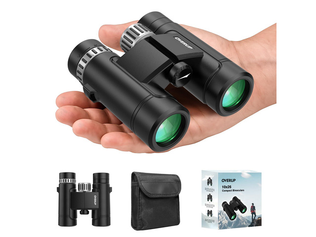 Compact Binoculars for Adults 10x26 High Powered, Pocket Binoculars for Bird Watching, Waterproof BAK4 FMC, Lightweight One-Handed Use