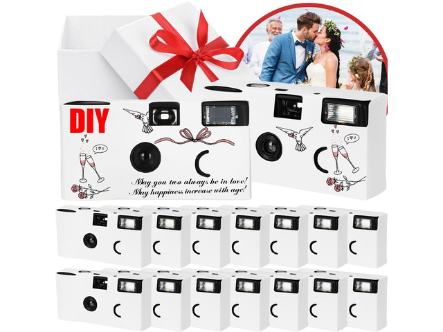 14 Packs DIY Disposable Cameras Bulk, White Single Use Camera with 35mm Iso 400 Film Bright Flash for Weddings, Baby Showers, Birthday Parties...