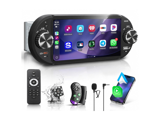 6' Single Din Touchscreen Car Stereo Wireless Apple CarPlay Android Auto 2 Knobs,CarPlay Screen for Car Radio,Bluetooth...