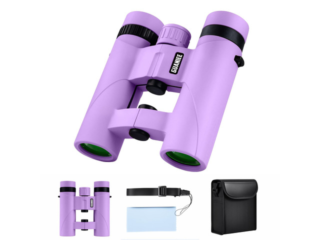 10x25 Binoculars for Kids Mini Pocket Compact Binoculars Waterproof Small Binocular for Bird Watching Travel Stargazing Outdoor Sports Purple