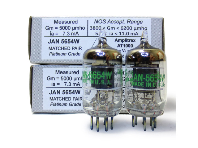 Tested/Matched Pair (2 Tubes) 7-Pin JAN 5654W Fully-Tested Vacuum Tubes - Upgrade for 6AK5 / 6J1 / 6J1P / EF95 - JAN 5654W Platinum Grade Pair
