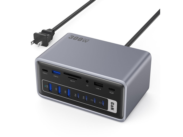 20-in-1 USB Docking Station,300W Charging Station,Triple Display USB-C Hub with 2x4K HDMI,DP,VGA,Ethernet,7 USB-A/C Ports,5Gbps USB-A/C...