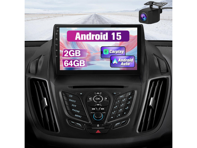 Car Radio Stereo Upgrade for Ford Escape Kuga 2013-2016, Android Head Unit with 9 Inch Touch Screen/Backup Camera/Wireless CarPlay & Android...