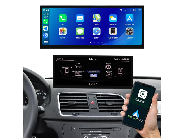 12.3' Display Touchscreen Car Radio for Audi Q3 2012-2018 with 3G/2G MMI System Support Wireless Carplay,Android Auto,Mirrorlink,Siri,Bluetooth,GPS