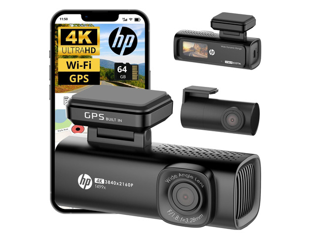 4K+1080P Dash Cam, Front and Rear Dash Camera for Cars, 1.5' LCD Screen, 64GB Card, Night Vision with WDR, Support Parking Mode, GPS Tracking,...