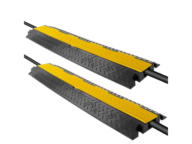 Durable 40 Cable Protector Ramp - Supports 33,000lbs, Three-Channel Heavy Duty Cord Cover with Interlocking System & Flip-Open Lid for Safe...