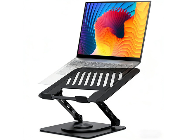 Adjustable Laptop Stand with 360 Rotating Base, Computer Stand for Laptop Ergonimic Foldable Laptop Riser for Desk Compatible with MacBook Pro/Air...