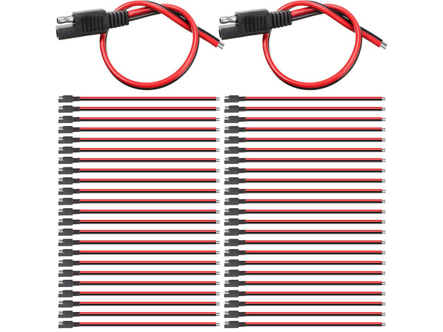 8 Pack 14 Awg 2 Pin SAE Quick Connectors Extension Cable, 1FT 12V Connectors Disconnect Wire Harness with Single Plug for Motorcycle, Car, Solar...