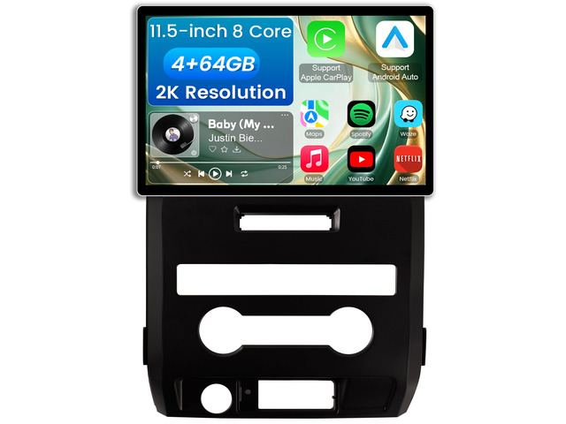 11.5 Inch 8 Core 4GB+64GB Car Radio Stereo for Ford F150 2009-2012, 2K Touchscreen Android 13 Head Unit with Wireless CarPlay & Android Auto, 1080P...