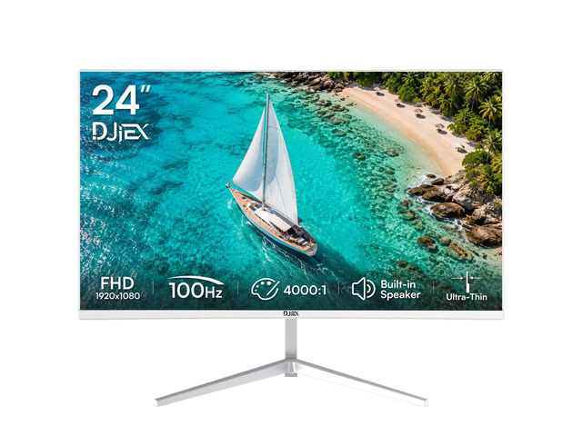 24 Inch White Computer Monitor, FHD 1080P, 100Hz Frameless PC Monitor, Built-in Speaker, 98% sRGB, FreeSync, Eye Care, 4000:1 Contrast Ratio,...