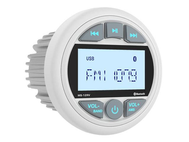 Bluetooth Marine Stereo Receiver: Waterproof Gauge Radio System - Digital MP3 Player 2.8 Inch LCD Display AM FM USB AUX Subwoofer for Boat ATV UTV...