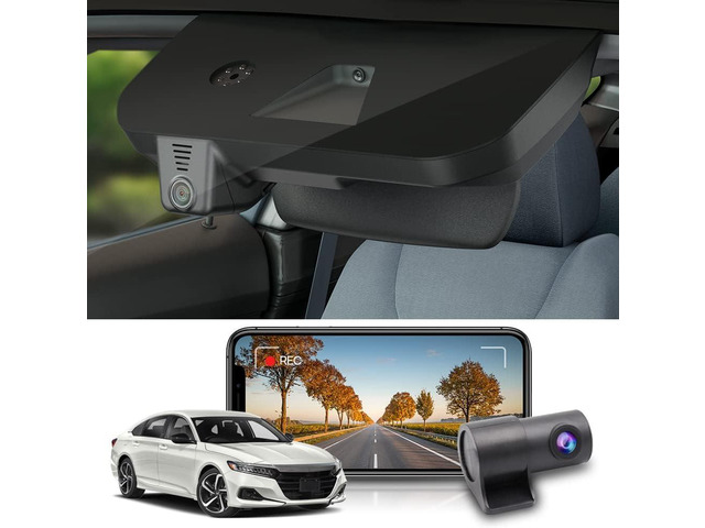Front 4K+Rear 1080P Dash Cam Adapts for Honda Accord 2018-2022 Hybrid (Model A), OEM Factory Look, 2 Way HD Video, Built-in WiFi & APP, Loop...