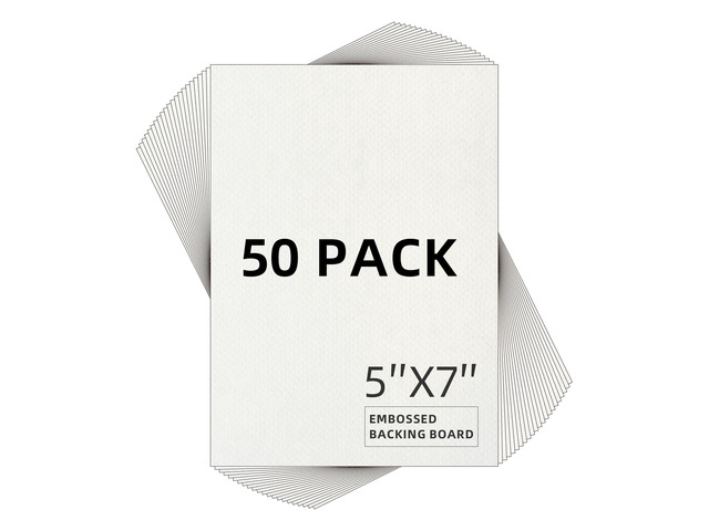 50 Pack Embossed Backing Board, 5x7 Acid-Free Mat Boards 4 Ply Thickness Uncut White Backing Boards for Photos, Pictures, Frames, Artworks and...
