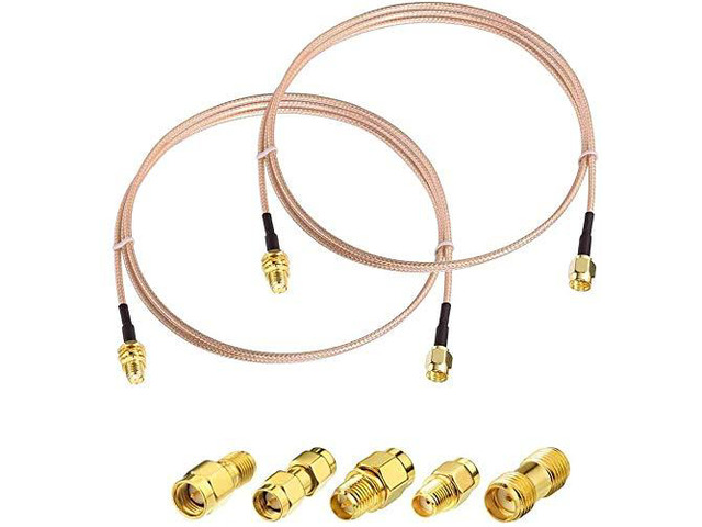 SMA Male to Female 6inches RF Coax Cable & 5pcs Adapter Kit - SMA/SMA/RPSMA, All in one Convertor for WiFi/Ham Radio/GPS/3G 4G LTE Antennas and More