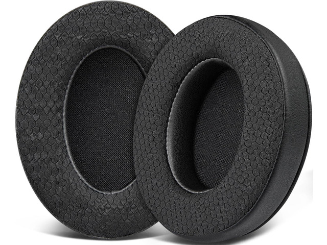 Mesh Earpads for HyperX Cloud (2/3/3S/1/Pro) - Black Also for Cloud (Flight/Flight2/Stinger/Stinger2/Stinger 2 Core/Core), CloudX...