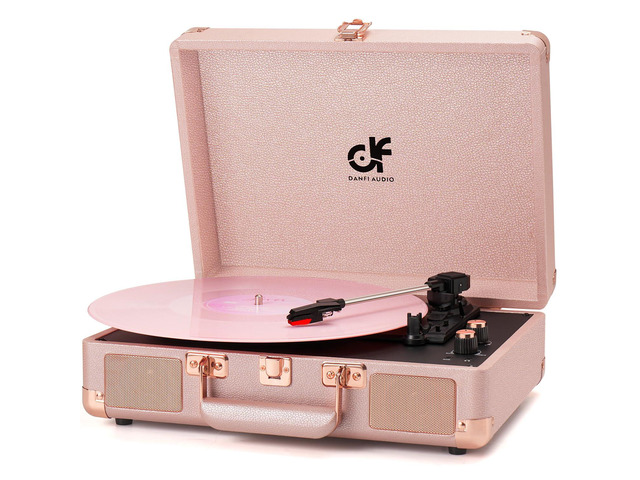 Vinyl Record Player 3-Speed Portable Suitcase Record Player with Built-in Speakers, 3.5mm Headphone Jack, RCA-Out/Aux in, Vintage Belt-Driven...