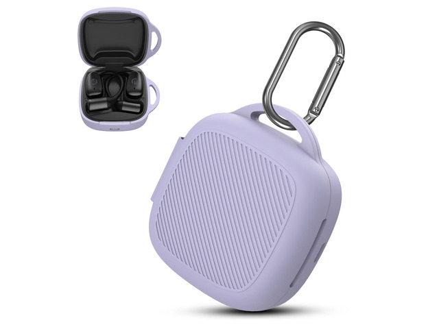 Silicone Case for Raycon Essential Open Earbuds [Purple], with Carabiner All-round Protection Scratch-Resistant Washable Soft SKin Wireless Open...